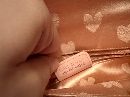 Dior D-Trick Satin/Patent Heart Print clutch circa 2004