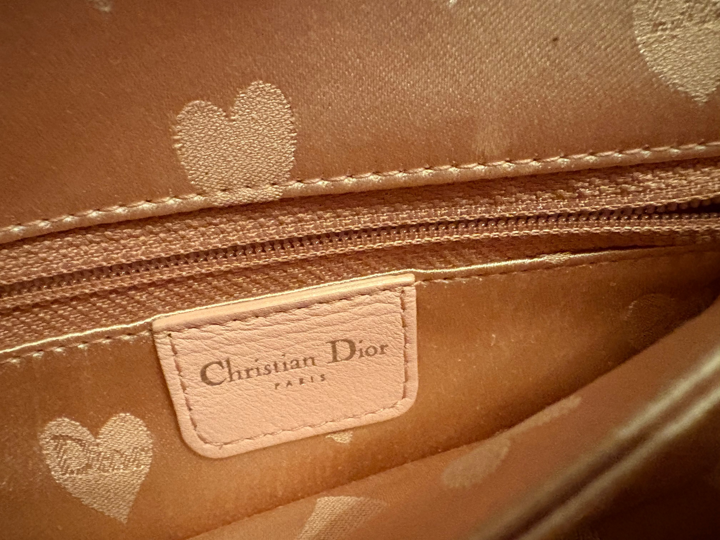 Dior D-Trick Satin/Patent Heart Print clutch circa 2004