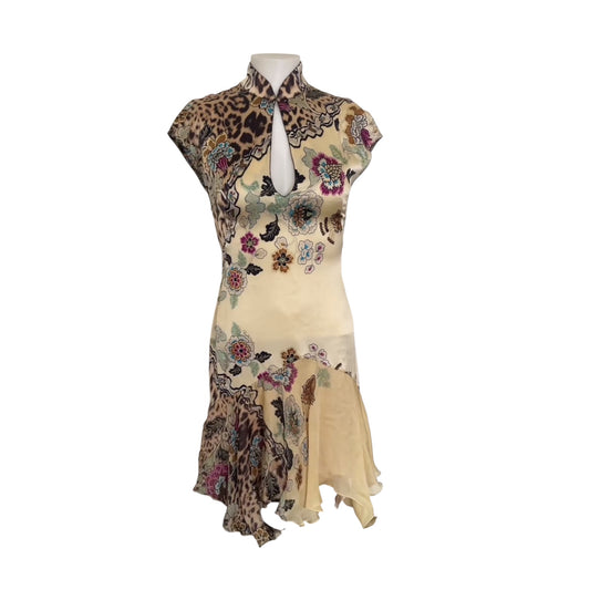 Roberto Cavalli ss 2003 Silk Cheongsam Dress (s)