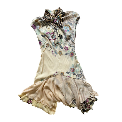 Roberto Cavalli ss 2003 Silk Cheongsam Dress (s)