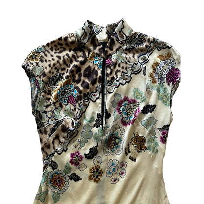 Roberto Cavalli ss 2003 Silk Cheongsam Dress (s)