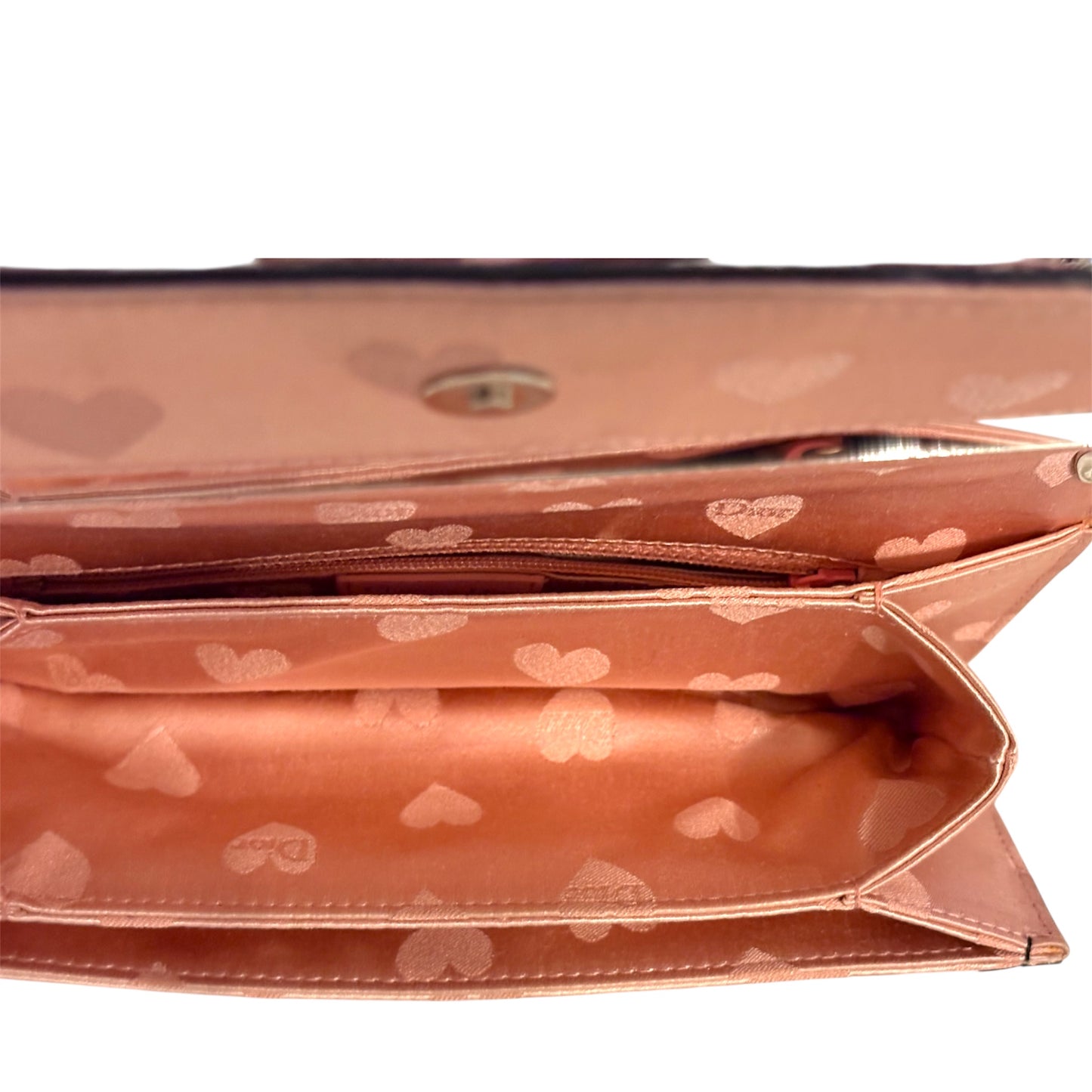 Dior D-Trick Satin/Patent Heart Print clutch circa 2004